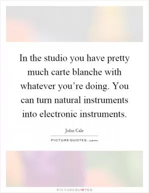 In the studio you have pretty much carte blanche with whatever you’re doing. You can turn natural instruments into electronic instruments Picture Quote #1