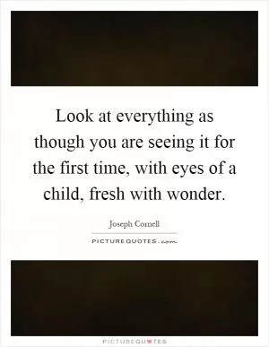 Look at everything as though you are seeing it for the first time, with eyes of a child, fresh with wonder Picture Quote #1