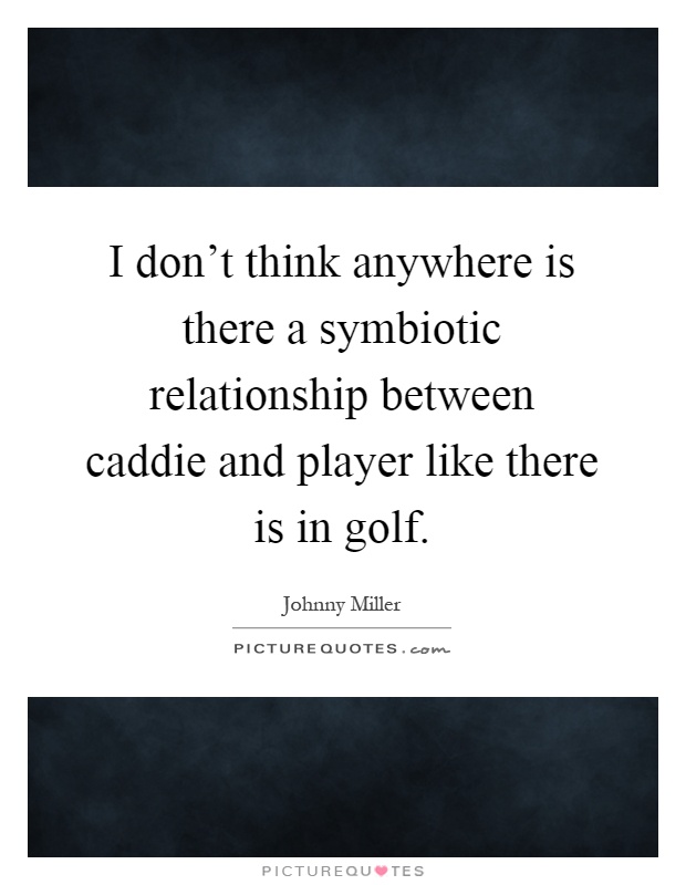 I don't think anywhere is there a symbiotic relationship between caddie and player like there is in golf Picture Quote #1