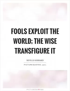 Fools exploit the world; the wise transfigure it Picture Quote #1