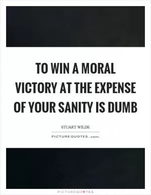 To win a moral victory at the expense of your sanity is dumb Picture Quote #1