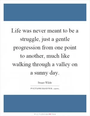 Life was never meant to be a struggle, just a gentle progression from one point to another, much like walking through a valley on a sunny day Picture Quote #1
