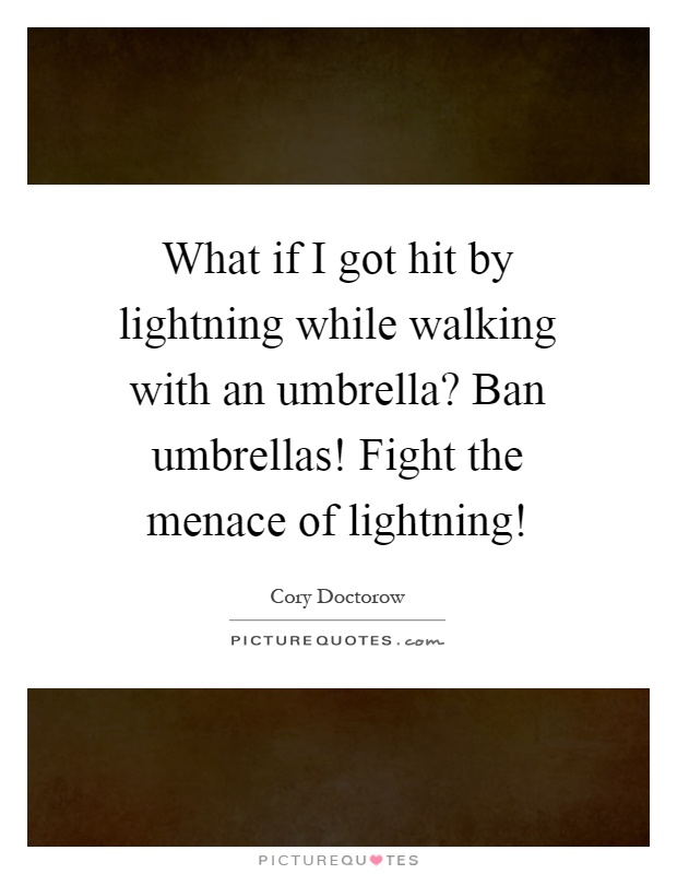 What if I got hit by lightning while walking with an umbrella? Ban umbrellas! Fight the menace of lightning! Picture Quote #1