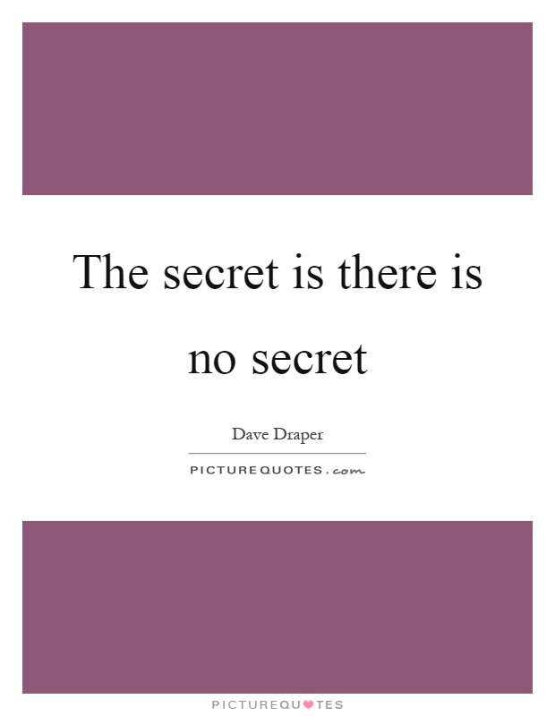 The secret is there is no secret Picture Quote #1