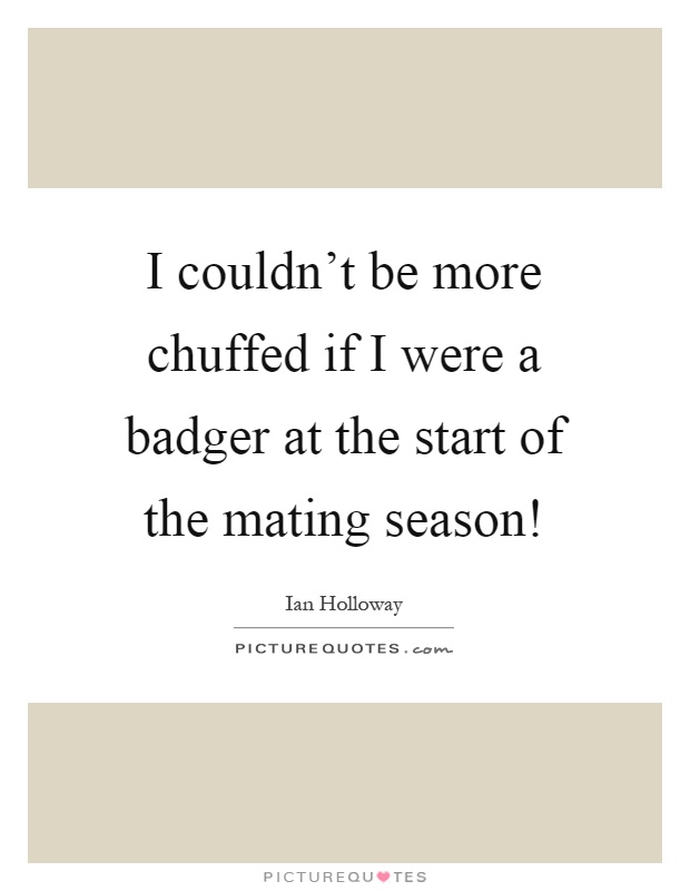 I couldn't be more chuffed if I were a badger at the start of the mating season! Picture Quote #1