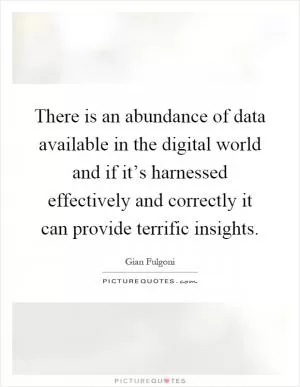 There is an abundance of data available in the digital world and if it’s harnessed effectively and correctly it can provide terrific insights Picture Quote #1