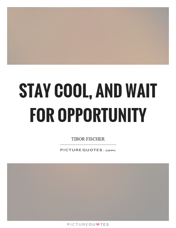 Stay cool, and wait for opportunity Picture Quote #1