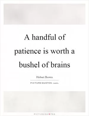 A handful of patience is worth a bushel of brains Picture Quote #1