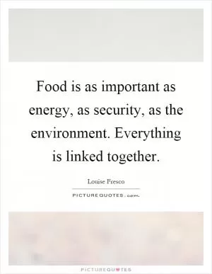 Food is as important as energy, as security, as the environment. Everything is linked together Picture Quote #1