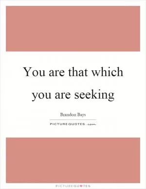 You are that which you are seeking Picture Quote #1