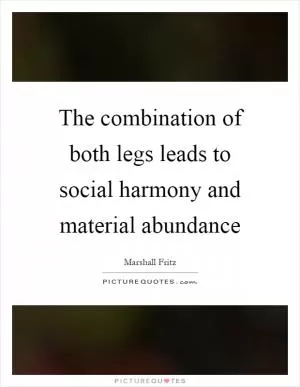 The combination of both legs leads to social harmony and material abundance Picture Quote #1