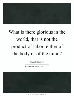 What is there glorious in the world, that is not the product of labor, either of the body or of the mind? Picture Quote #1