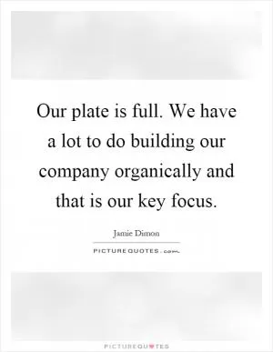 Our plate is full. We have a lot to do building our company organically and that is our key focus Picture Quote #1
