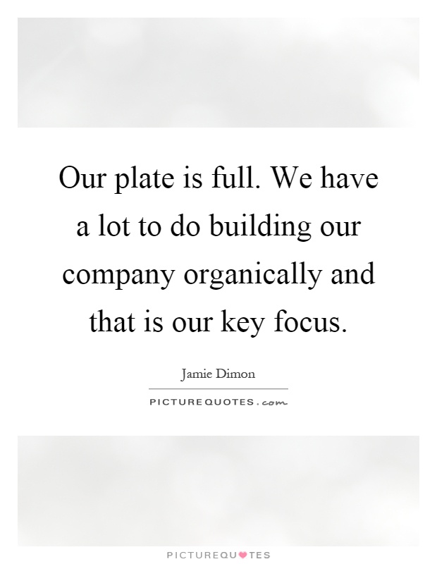 Our plate is full. We have a lot to do building our company organically and that is our key focus Picture Quote #1