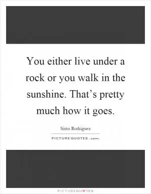 You either live under a rock or you walk in the sunshine. That’s pretty much how it goes Picture Quote #1