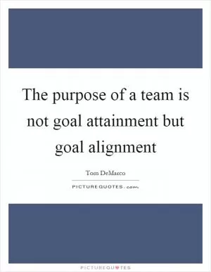 The purpose of a team is not goal attainment but goal alignment Picture Quote #1