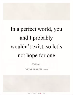 In a perfect world, you and I probably wouldn’t exist, so let’s not hope for one Picture Quote #1