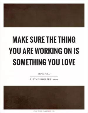 Make sure the thing you are working on is something you love Picture Quote #1