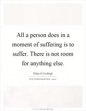All a person does in a moment of suffering is to suffer. There is not room for anything else Picture Quote #1