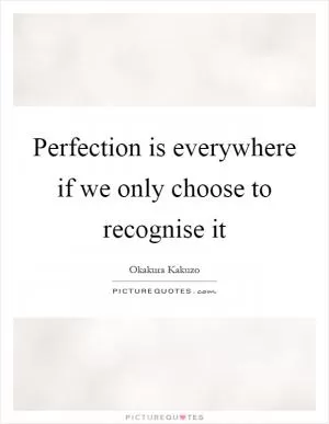Perfection is everywhere if we only choose to recognise it Picture Quote #1