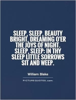 Sleep, sleep, beauty bright, dreaming o'er the joys of night. Sleep, sleep: in thy sleep little sorrows sit and weep Picture Quote #1