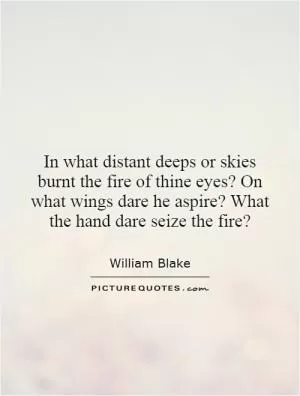 In what distant deeps or skies burnt the fire of thine eyes? On what wings dare he aspire? What the hand dare seize the fire? Picture Quote #1