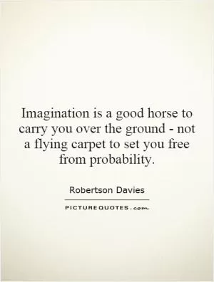 Imagination is a good horse to carry you over the ground - not a flying carpet to set you free from probability Picture Quote #1