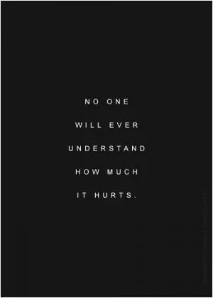 No one will ever understand how much it hurts Picture Quote #1