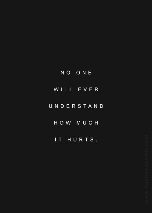 No one will ever understand how much it hurts Picture Quote #1