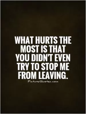 What hurts the most is that you didn't even try to stop me from leaving Picture Quote #1