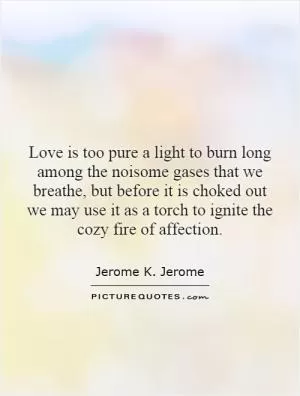 Love is too pure a light to burn long among the noisome gases that we breathe, but before it is choked out we may use it as a torch to ignite the cozy fire of affection Picture Quote #1