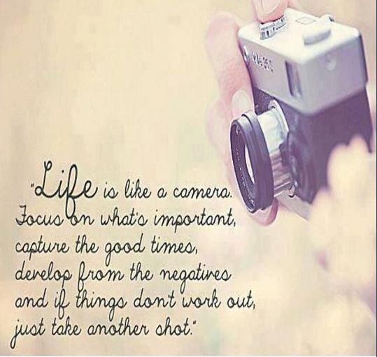 Life is like a camera lens. Focus on what's important, capture the good times, develop from the negatives and if things don't work out, just take another shot Picture Quote #1