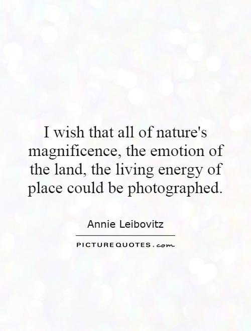 I wish that all of nature's magnificence, the emotion of the land, the living energy of place could be photographed Picture Quote #1