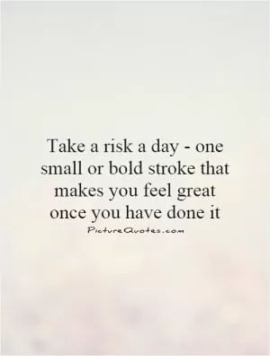 Take a risk a day - one small or bold stroke that makes you feel great once you have done it Picture Quote #1