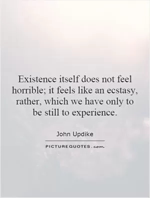 Existence itself does not feel horrible; it feels like an ecstasy, rather, which we have only to be still to experience Picture Quote #1