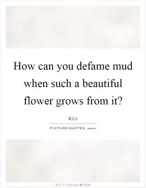 How can you defame mud when such a beautiful flower grows from it? Picture Quote #1