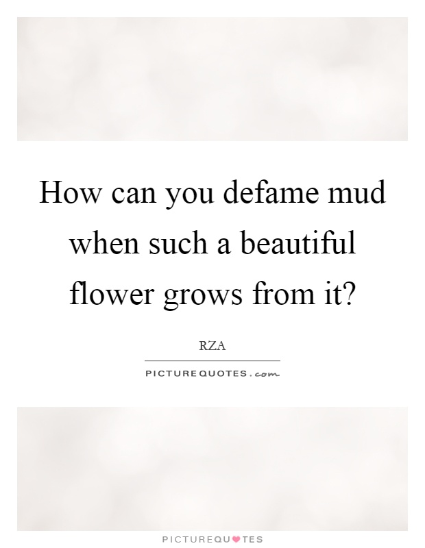 How can you defame mud when such a beautiful flower grows from it? Picture Quote #1