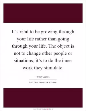 It’s vital to be growing through your life rather than going through your life. The object is not to change other people or situations; it’s to do the inner work they stimulate Picture Quote #1