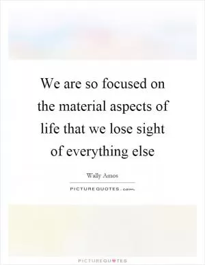 We are so focused on the material aspects of life that we lose sight of everything else Picture Quote #1