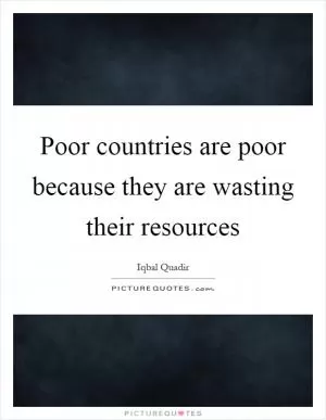 Poor countries are poor because they are wasting their resources Picture Quote #1