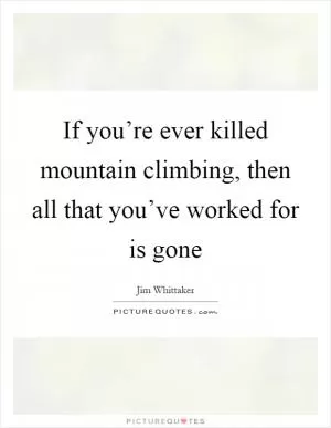 If you’re ever killed mountain climbing, then all that you’ve worked for is gone Picture Quote #1