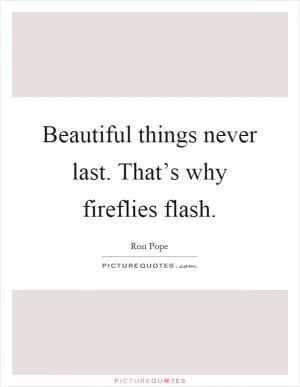 Beautiful things never last. That’s why fireflies flash Picture Quote #1