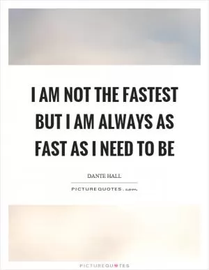 I am not the fastest but I am always as fast as I need to be Picture Quote #1