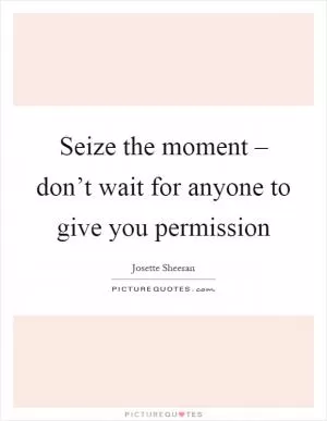 Seize the moment – don’t wait for anyone to give you permission Picture Quote #1