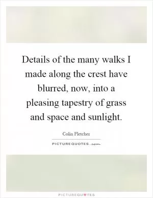 Details of the many walks I made along the crest have blurred, now, into a pleasing tapestry of grass and space and sunlight Picture Quote #1