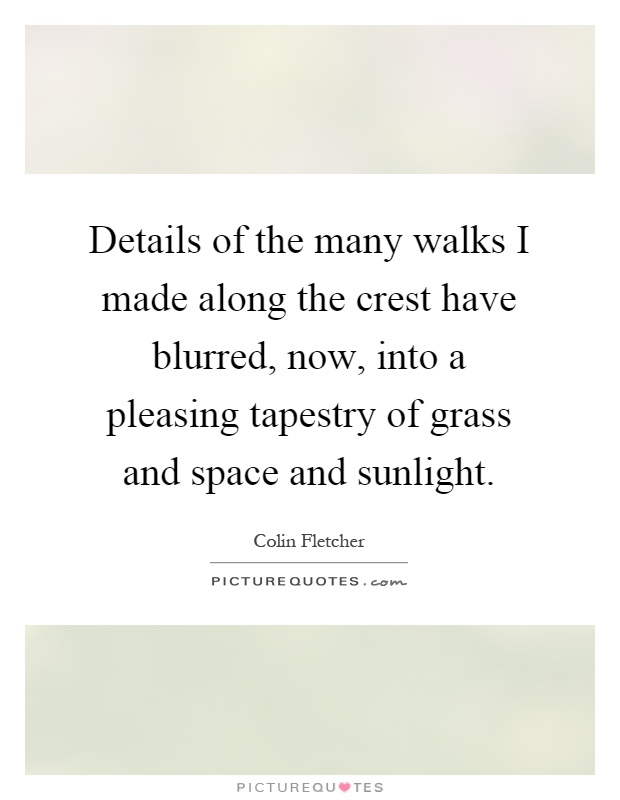 Details of the many walks I made along the crest have blurred, now, into a pleasing tapestry of grass and space and sunlight Picture Quote #1