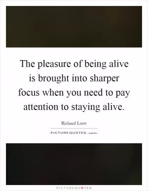 The pleasure of being alive is brought into sharper focus when you need to pay attention to staying alive Picture Quote #1
