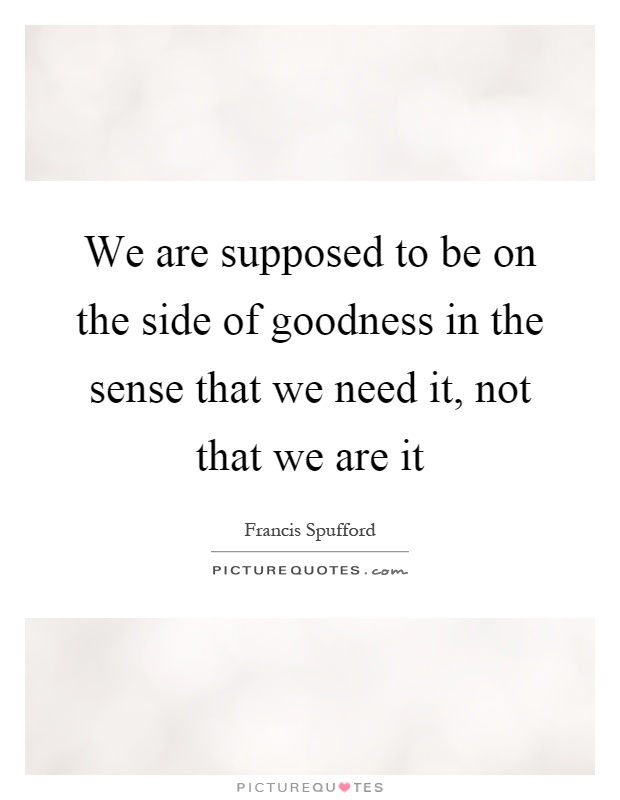 We are supposed to be on the side of goodness in the sense that we need it, not that we are it Picture Quote #1