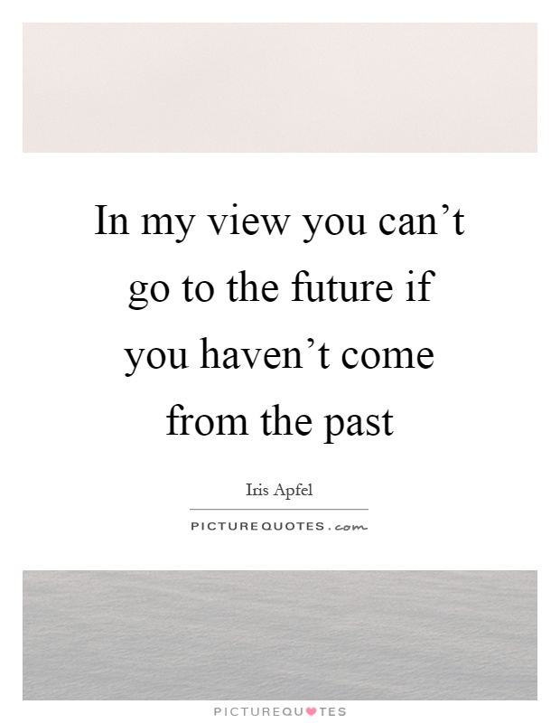 In my view you can't go to the future if you haven't come from the past Picture Quote #1