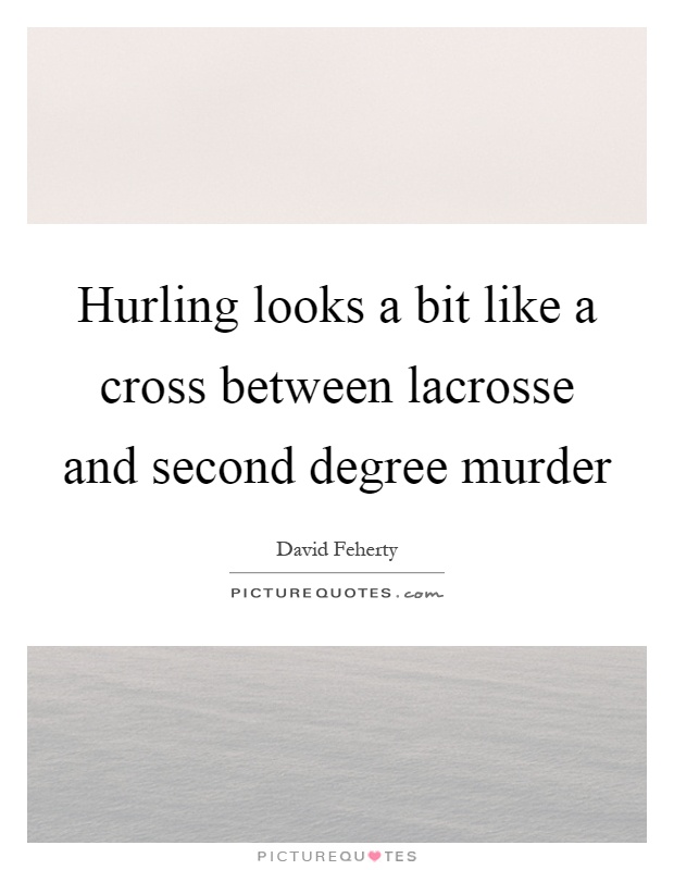 Hurling looks a bit like a cross between lacrosse and second degree murder Picture Quote #1